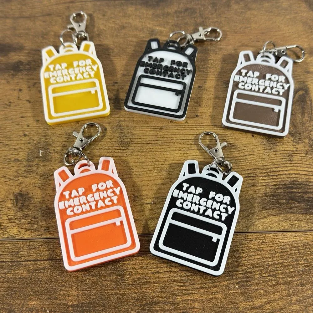 2x NFC Kids Backpack Tag Emergency Contact Tag for Children Back To School